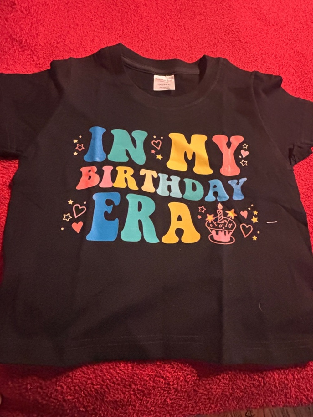 Graphic Tops Kids Black 'In My Birthday Era' Graphic Tee size 3-4Y New